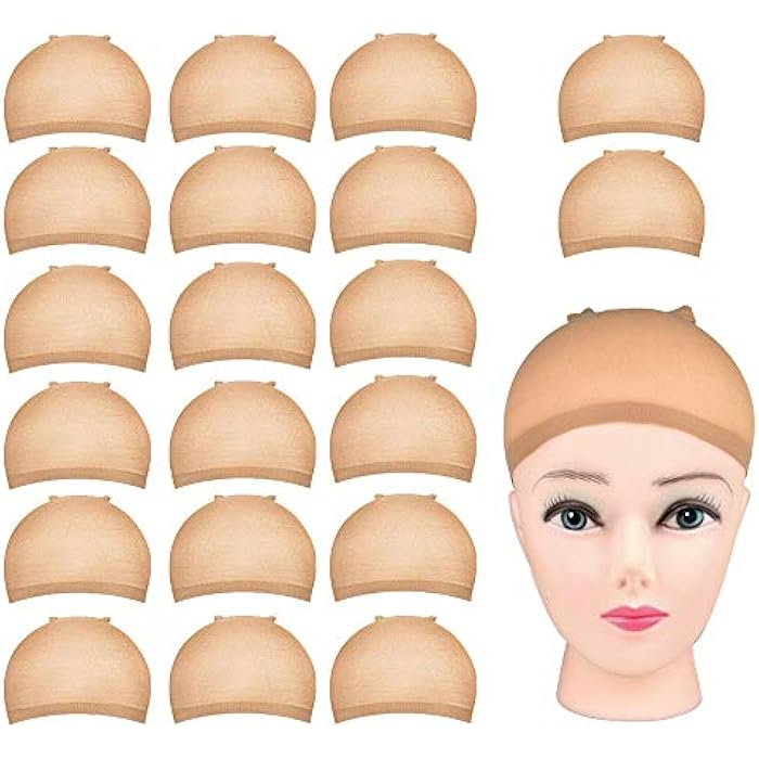 DILLARDS Wig Cap, Morgles 20 Pack Stretchy Nylon Stocking Wig Cap For Women Makeup,Nude - Image 2